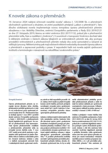 Martina Pelikánová commented on the amendment to the Act on Transformations, which came into effect on July 19, 2024.